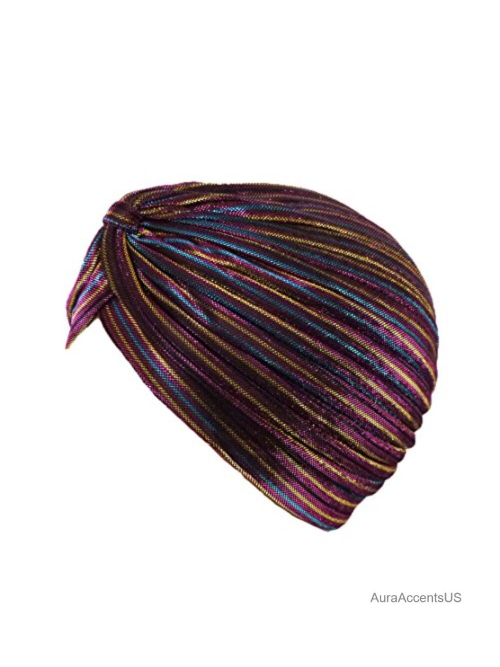 Women's Pleated Glittered Turban Hat Stretchable One Size Hair Loss